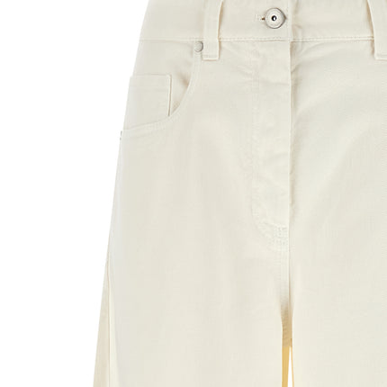 Brunello Cucinelli White Cotton Relaxed Fit Jeans