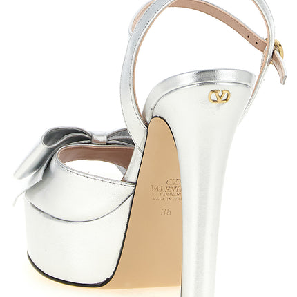 Valentino Garavani Silver Leather Stiletto Heel Sandals Valentino Garavani