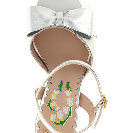 Valentino Garavani Silver Leather Stiletto Heel Sandals Valentino Garavani