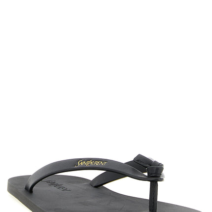 Saint Laurent Black Calfskin Slides