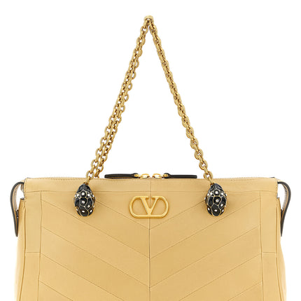 Valentino Garavani Beige Lamb Leather Shoulder Bag Valentino Garavani