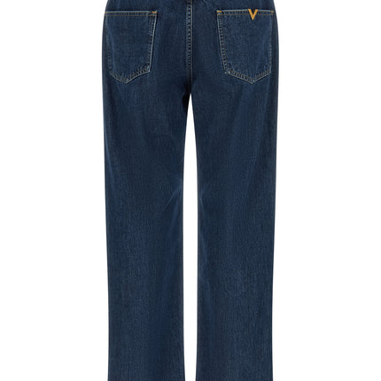 Valentino Garavani Blue Cotton Straight-Leg Jeans Valentino Garavani