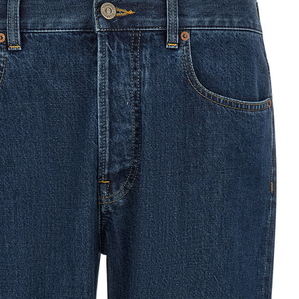 Valentino Garavani Blue Cotton Straight-Leg Jeans Valentino Garavani