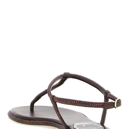 RENE CAOVILLA Brown Viscose Flat Sandals