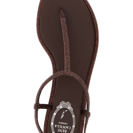 RENE CAOVILLA Brown Viscose Flat Sandals