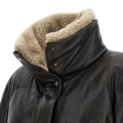 Brunello Cucinelli Brown Lamb Leather Leather Jacket Brunello Cucinelli