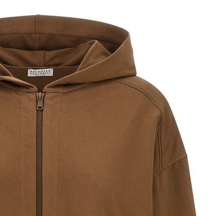 Brunello Cucinelli Brown Cotton Hoodie Brunello Cucinelli