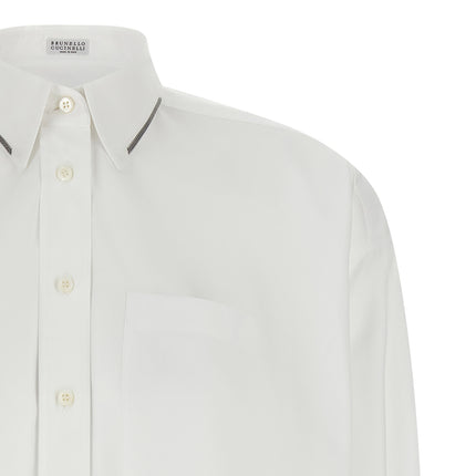 Brunello Cucinelli White Cotton Blouse Brunello Cucinelli