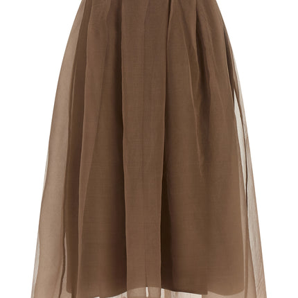 Brunello Cucinelli Brown Silk Midi Skirt Brunello Cucinelli