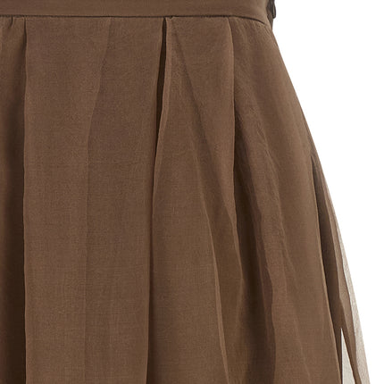 Brunello Cucinelli Brown Silk Midi Skirt Brunello Cucinelli