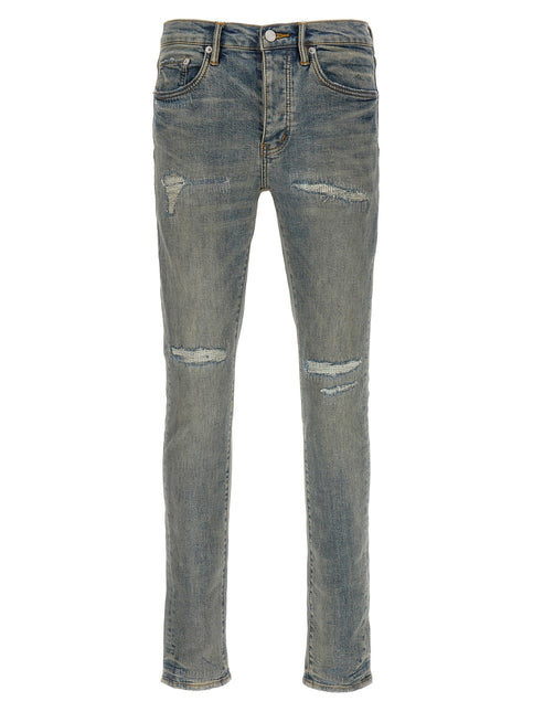 PURPLE Blue Cotton Slim Fit Jeans PURPLE