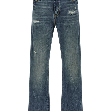 PURPLE Blue Cotton Straight-Leg Jeans PURPLE