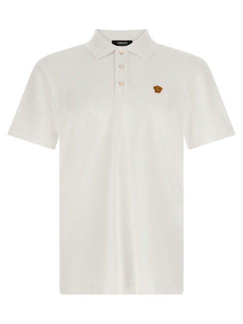 Versace White Cotton Polo Shirt Versace