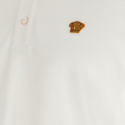 Versace White Cotton Polo Shirt Versace