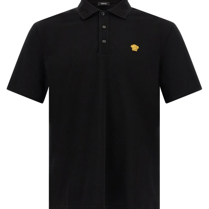 Versace Black Cotton Polo Shirt Versace