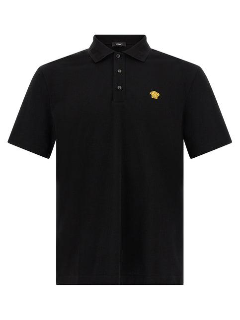 Versace Black Cotton Polo Shirt Versace