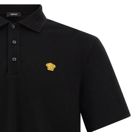 Versace Black Cotton Polo Shirt Versace