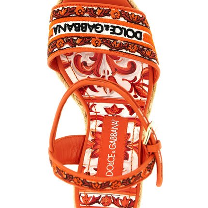 Dolce & Gabbana Orange Cotton Wedge Sandals Dolce & Gabbana