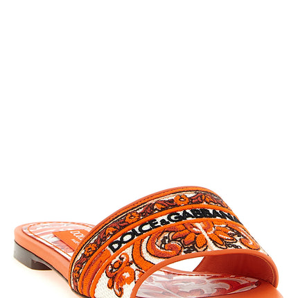 Dolce & Gabbana Orange Cotton Slides Dolce & Gabbana