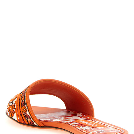 Dolce & Gabbana Orange Cotton Slides Dolce & Gabbana