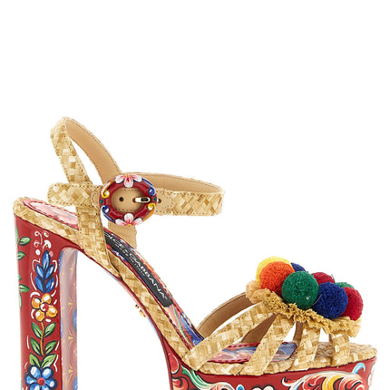 Dolce & Gabbana Multicolor Viscose Stiletto Heel Sandals