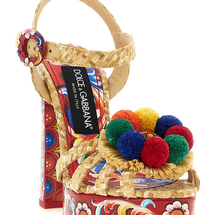 Dolce & Gabbana Multicolor Viscose Stiletto Heel Sandals