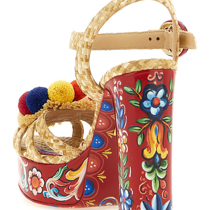 Dolce & Gabbana Multicolor Viscose Stiletto Heel Sandals