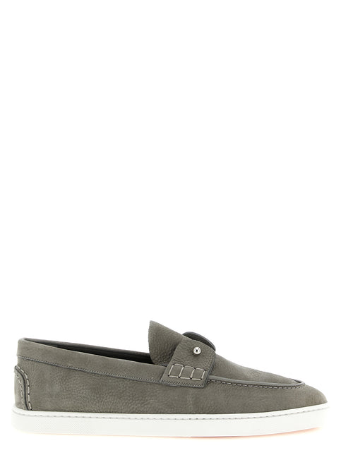 Christian Louboutin Gray Calfskin Slip-On Loafers Christian Louboutin