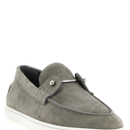Christian Louboutin Gray Calfskin Slip-On Loafers Christian Louboutin
