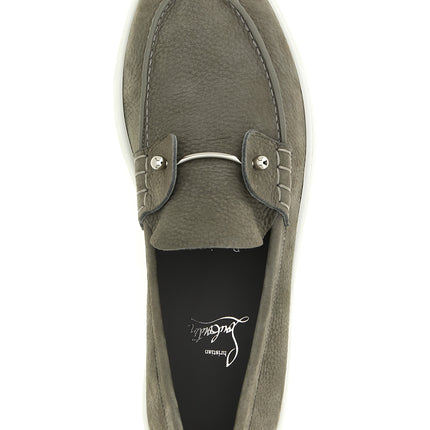 Christian Louboutin Gray Calfskin Slip-On Loafers Christian Louboutin