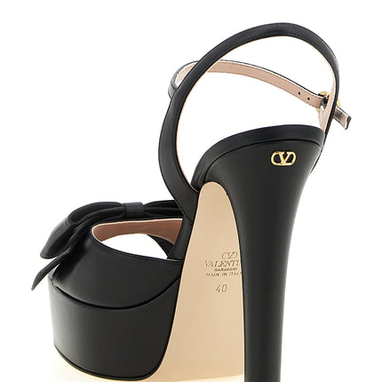 Valentino Garavani Black Calfskin Stiletto Heel Sandals Valentino Garavani