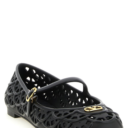 Valentino Garavani Black Polyvinyl Ballet Flats Valentino Garavani