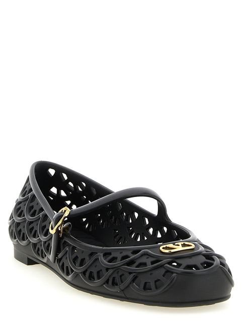 Valentino Garavani Black Polyvinyl Ballet Flats Valentino Garavani