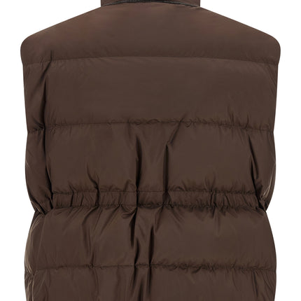 Brunello Cucinelli Brown Polyester Sleeveless Jacket Brunello Cucinelli