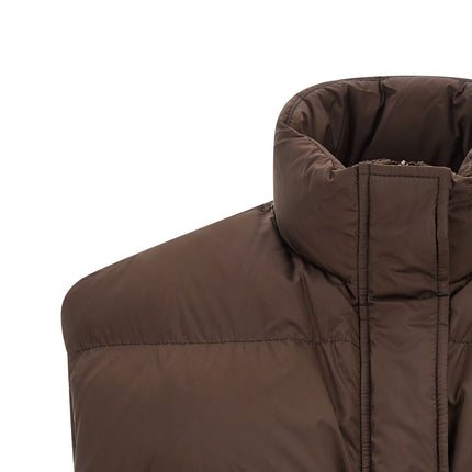 Brunello Cucinelli Brown Polyester Sleeveless Jacket Brunello Cucinelli