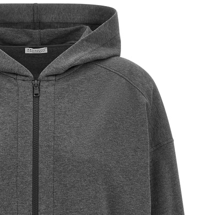Brunello Cucinelli Gray Cotton Sweatshirt Brunello Cucinelli