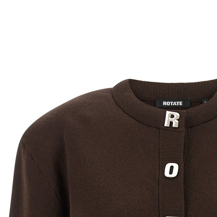 ROTATE BIRGER CHRISTENSEN Brown Organic Cotton Cardigan ROTATE BIRGER CHRISTENSEN