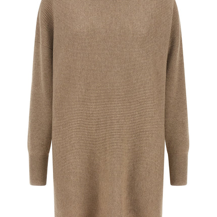 Brunello Cucinelli Beige Virgin Wool Short Dress Brunello Cucinelli