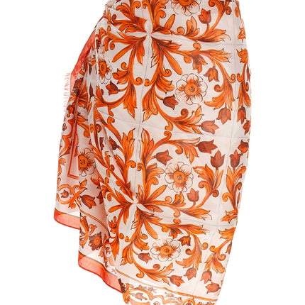 Dolce & Gabbana Orange Cotton Long Skirt