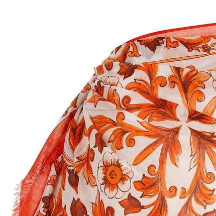 Dolce & Gabbana Orange Cotton Long Skirt