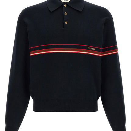 Versace Blue Cotton Polo Shirt Versace