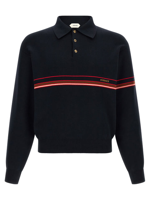 Versace Blue Cotton Polo Shirt Versace
