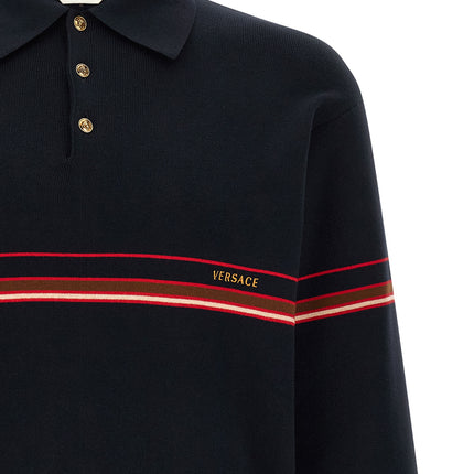 Versace Blue Cotton Polo Shirt Versace
