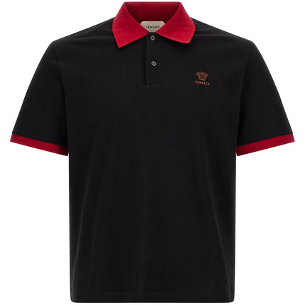Versace Black Cotton Polo Shirt Versace