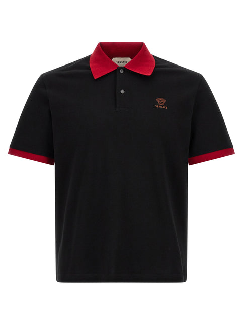 Versace Black Cotton Polo Shirt Versace