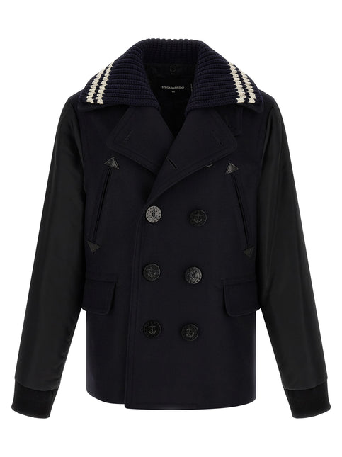 Dsquared² Blue Wool Coat Dsquared²