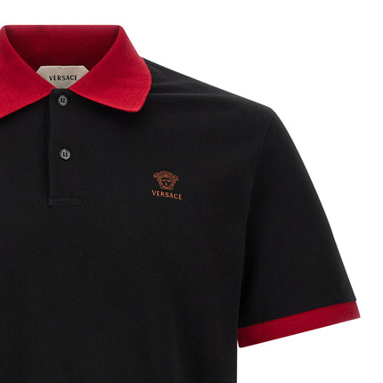 Versace Black Cotton Polo Shirt Versace