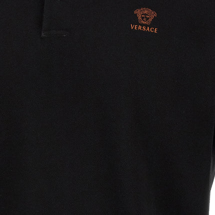 Versace Black Cotton Polo Shirt Versace