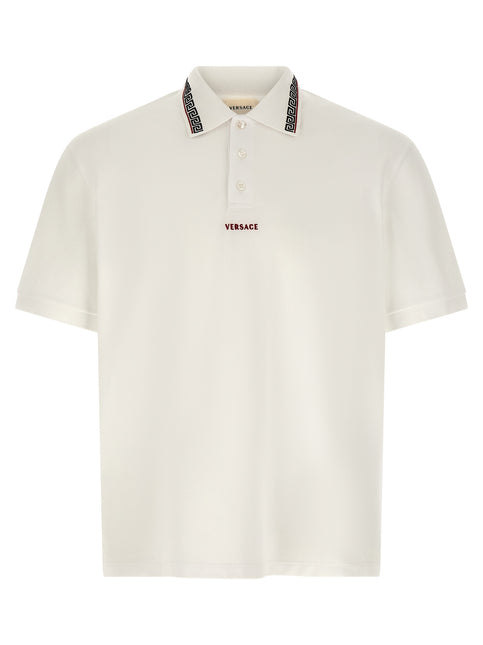 Versace White Cotton Polo Shirt Versace