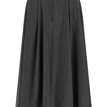 Brunello Cucinelli Gray Virgin Wool Midi Skirt Brunello Cucinelli